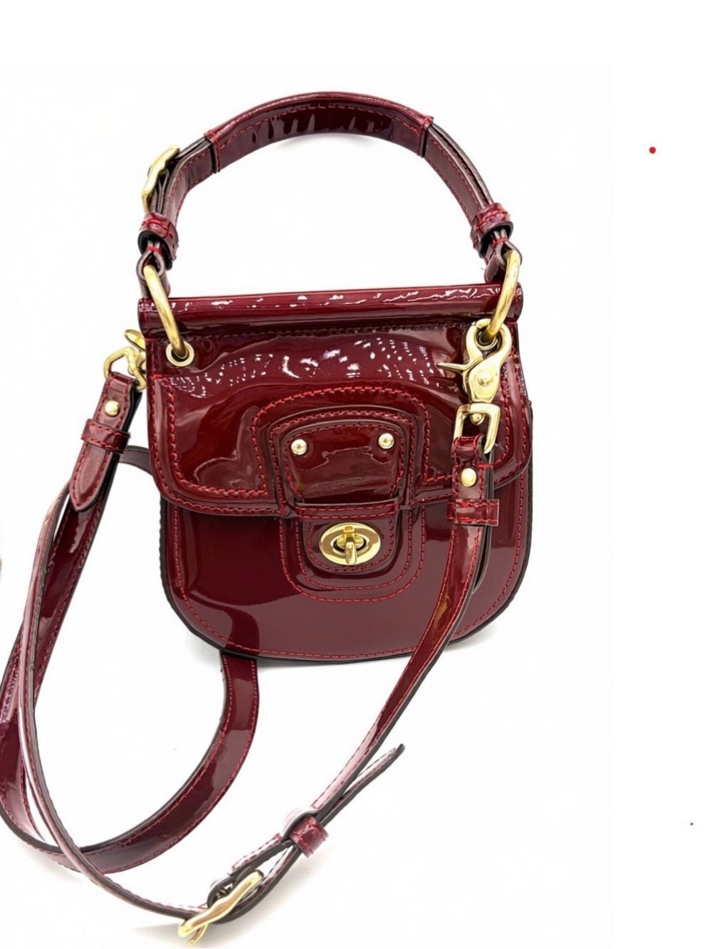 Coach Legacy Mini Willis Bag Crimson Burgundy Patent Leather Crossbody Handbag